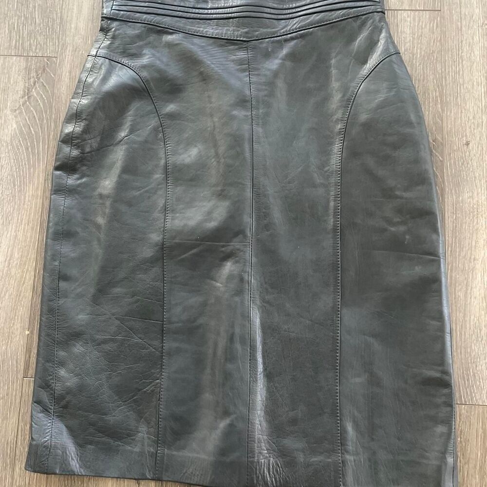 Unbranded Women's Leather Black and Grey Skirt 14